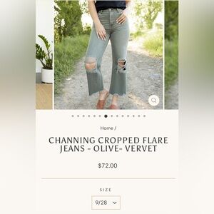 Vervet Distressed Cropped Flare Size: 28